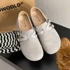 Nuevos zapatos de moda para mujer sin cordones con aumento interno de altura, corte profundo, doble hebilla, zapatos casuales de doble uso primavera/otoño estilo Birkenstock 2026