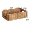 Cesta de almacenamiento de mimbre sintético ropa sucia juguetes bocadillos artículos varios cesta de almacenamiento tejida en bambú hogar sala de estar mueble de TV escritorio completo