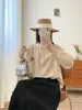 2026 Principios de Primavera Nuevo Estilo Japonés Encaje Cuello Alto Bordado Cárdigan Camisa de Manga Larga para Mujer Top Delgado que Reduce la Edad