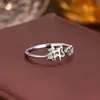 Anillo de Plata de Ley 925 100 Apellidos Familiares Apellido Familiar Anillo para Mujer Nuevo Amor Diseño de Nicho Sentido Anillo de Dedo Abierto Todo-partido Regalo