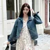 Foto real em estoque: Jaqueta cardigan jeans versátil estilo coreano para mulheres, novo top estiloso para primavera e outono 2025 para mulheres