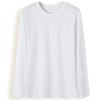 Primavera y Otoño Algodón Peinado Color Sólido Cuello Redondo Manga Larga Camiseta de Hombre Top Interior de Manga Larga Holgado Camiseta Base