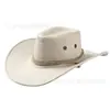 En Stock Sombrero de Ante Off-White Sombrero Vaquero de Ante Ante con Cuerda Sombrero de Jinete de Cuerda Occidental