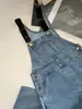 DestacadoYuran 26 Nuevo Estilo de Ropa de Trabajo de Principios de Otoño Bolsillo Grande Holgado Pierna Recta Largo Hasta el Suelo Peto de Mezclilla