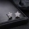Brincos Cluster de Diamante Cheio de Novo Estilo Transfronteiriços para Homens, Modernos e Versáteis, Brincos de Flor de Íris em Forma de Cruz de Alto Padrão para Mulheres