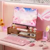 Soporte para Monitor de Computadora, Soporte para Dormitorio Estudiantil, Habitación de E-sports, Estación de Trabajo de Oficina, Multifuncional con Cajón de Almacenamiento y Estante Organizador