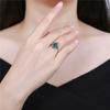 Joia Imitação de Prata Tailandesa Estilo Antigo Anel de Prata S925 Feminino com Ônix Preto Anel do Dedo Indicador