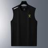 Colete de seda de gelo homens da moda fina respirável Quick-drying esportes lazer colete largo masculino pescoço redondo mangas T-shirt para o verão