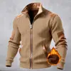 Ins2025 Outono e Inverno Europeu e Americano Transfronteiriço Novo Jaqueta Casual Masculina com Combinação de Cores Textura Forrada com Fleece com Zíper