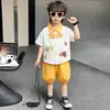 Conjunto de Camisa de Dibujos Animados para Niños 2026 Lindo Conjunto de Verano de Manga Corta para Bebés Conjunto de Dos Piezas de Moda Estilo Coreano para Niños