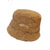 Temperamento ~ sombrero de pescador de felpa de cuero para mujer otoño e invierno ala corta que cubre la cara sombrero de cubo estilo japonés Net Red sombrero de cuenca cálido
