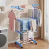 Varal Móvel Multicamadas para Roupas Varal para Secar Toalhas Varal Doméstico de Chão Dobrável com Duas Hastes Cabide para Roupas de Chão