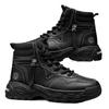 Zapatos de Hombre de Caña Alta, Deportivos Casuales de Otoño para Montañismo, Antideslizantes para el Trabajo, Cuero Impermeable, Suelas Gruesas, Botas Amarillas que Aumentan la Altura