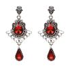 Brincos Vintage Palácio Vermelho Gota d'Água Femininos Estilo Hong Kong Leve Luxo Brincos com Franjas de Pedra All-match Elegantes para Jantar