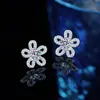 Pendientes de Plata de Ley S925 con Moissanita Color D Flor Estilo Fresco de Moda Pendientes de Diseño Nicho Pendientes Simples Elegantes