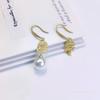 Accesorios DIY de Perlas Doradas Antiguas Pendientes Largos de Plata de Ley S925 Pendientes con Borlas Ajuste Vacío de 8-10 mm