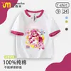 Maravillosa y Linda Camiseta de Manga Corta de Dibujos Animados Anime para Niñas, Estilo Nuevo Verano 2026, Top Casual Dulce Raglán para Niños