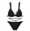 Traje de baño 2022, nuevo bikini sexy dividido de tres puntos, traje de baño de aguas termales con fruncido en el pecho pequeño para mujer, bikini