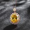 Nuevo Colgante de Circonita Microincrustada con Diamante Amarillo de la Suerte Incrustado en Forma de Huevo de Ganso Collar de Joyería de Lujo Europeo y Americano para Banquete y Compromiso