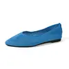 Zapatos planos de color liso poco profundos transfronterizos europeos y americanos para mujer, zapatos de trabajo, zapatos planos de punta hueca tejidos transpirables, venta al por mayor en tallas grandes