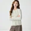 Suéter de Cachemira Cuello Redondo Hombro Raglán Cárdigan Ropa Exterior Cálida para Mujer Holgado Adelgazante Casual Temperamento Versátil Tejidos