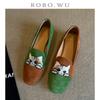 Mocasines sin cordones estilo nacional vintage con bordado chino, zapatos planos para mujer