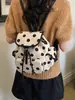 Mochila de Bolinhas Estilo Academia Coreana Feminina Casual Versátil Aba Cordão Mochila Escolar Estudante Mochila Pequena Casual para Viagem