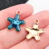 Pingente de liga de metal azul escuro sereia do mar estrela do mar raio amor gota 20 para joias artesanais DIY