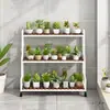 Prateleira de Flores para Varanda Sala de Estar de Chão Prateleira de Armazenamento de Ferro Doméstica Prateleira de Vasos de Flores Suculentas de Madeira Maciça Exibição de Plantas em Múltiplas Camadas
