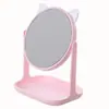 Espejo de Maquillaje con Base, Diseño Creativo para Dormitorio de Estudiantes, Espejo de Tocador Cuadrado Giratorio, Espejo de Escritorio de una Cara