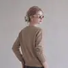 Nuevo suéter de punto patchwork con cuello en V, top de manga larga ajustado para mujer otoño/invierno