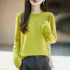 Suéter de punto fino sin costuras para mujer, mezcla de lana, corte ajustado, manga larga, suave y versátil, perfecto como capa interior