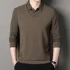 Camiseta Falsa de Dos Piezas para Hombre de Manga Larga 2024 Primavera y Otoño Casual para Adultos Camisa Polo Moda Ropa de Otoño para Papá