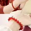 Pulseira de Ágata Vermelha Feminina Masculina Calcedônia Vermelha Contas de Jade Pulseira de Contas de Jade Pulseira de Cristal Vermelho