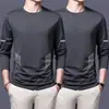 Camiseta de manga larga de otoño, diseño estampado, talla grande, para adolescentes, cuello redondo de hombre, simple y de corte holgado, top moderno
