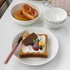 Estilo Francés Simple Estilo Ins Color Bajo Cubierta Blanco Puro Vajilla en Relieve Tazón de Arroz Lujo Ligero Hogar Tazón de Sopa Plato de Cerámica