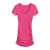 Vestido plisado de manga corta con escote en U profundo para mujer, estilo nuevo, sexy, ajustado, elástico, de verano, estilo Spice Girl.
