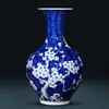 Jarrón Pequeño de Cerámica de Porcelana Azul Hielo y Blanco Pintado a Mano Jingdezhen Jarrón de Cerámica Antigua China Decoración de Entrada para Arreglo Floral