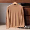 Novo suéter de cashmere 100% puro para outono e inverno, gola alta meia, cor sólida, malha casual para usar como base