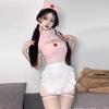 Lencería Sexy Uniforme de Enfermera Femenina Juego de Rol Sexy Hueco Tentación Talla Grande Conjunto No Necesita Quitarse Ropa Sexy para Mujeres