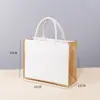 Bolsas de Linho Personalizadas para Presentes de Ano Novo, Bolsas Tote de Linho de Alta Qualidade em Algodão-Linho-Juta Lisas, Sacolas de Compras Pintadas à Mão