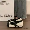 Zapatos de Mujer Mary Jane con Tacón Oculto y Lazo, Bailarinas Nuevas Otoño 2026, Estilo Francés, Zapatos Pequeños de Piel para Faldas