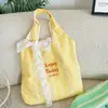 6551 Amarillo Limón Rayas Lona Cinta de Encaje Estilo Perezoso Estudiante Bolso de Hombro Gran Capacidad Chaleco