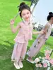 Ropa para Niños Hanfu Niñas Traje de Algodón y Seda Verano 2025 Nuevo Estilo Traje Chino de Verano para Niños Conjunto de Dos Piezas