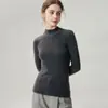 Suéter de punto 100% cachemir puro de cuello semi-alto, corte ajustado, para mujer, capa base de otoño e invierno para commuting, jersey de manga larga