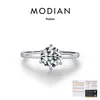 Anel de Casamento Modian 1 Quilate Moissanita Prata Esterlina S925 Luxo Leve Exquisito Brilhante para Mulheres
