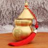 Jarrón Calabaza Dragón de Latón que Evita el Fuego para Neutralizar la Esquina Noroeste de la Cocina, con Borla Roja y Adorno de Calabaza de Cobre