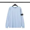 Versión Correcta Transfronteriza Piedra Isla de Cuatro Caminos Color Sólido Clásico Top de Manga Larga Camiseta Básica Brújula Insignia Micro Unisex