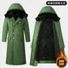 Abrigo de algodón largo impermeable y cortavientos para hombre de invierno, forrado de polar, engrosado, estilo desmontable, ropa de trabajo, chaqueta de algodón para almacenamiento en frío