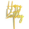 Bandera Decorativa para Pastel de Acrílico Tarjeta de Fiesta Feliz Cumpleaños Enchufe Decoración Creativa para Pastel Paquete de 10